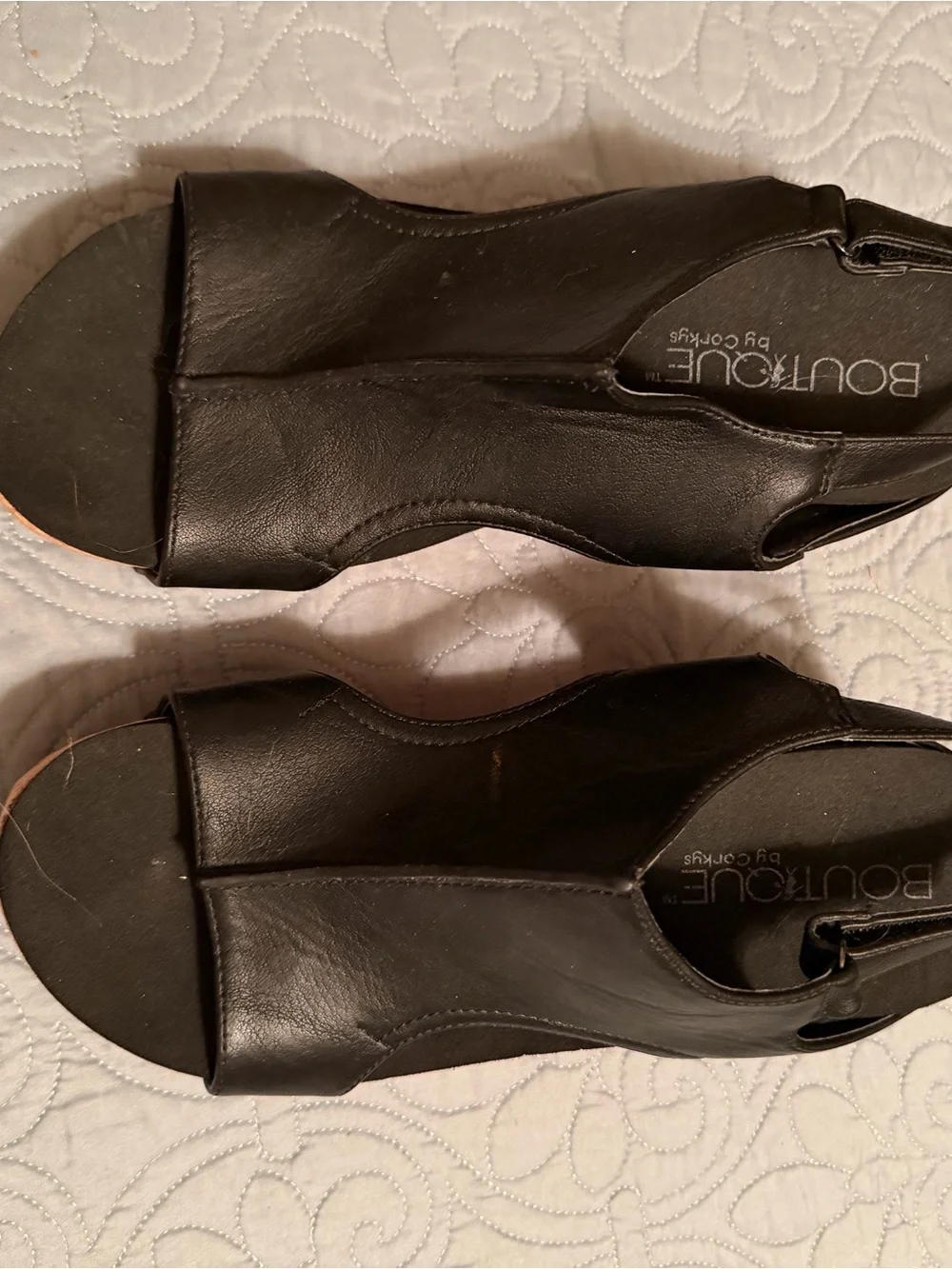 Boutique by Corkys black wedge sandals in women’s size 10.